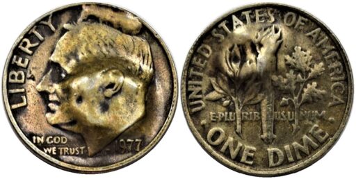 1977 USA EMP Blown Dime